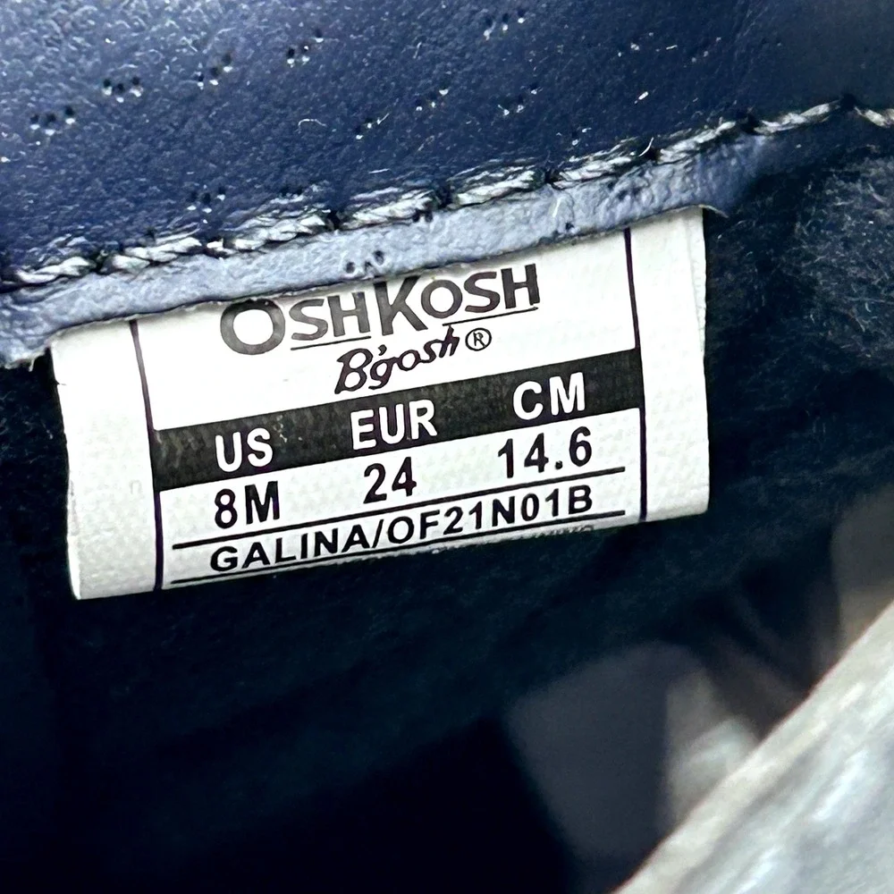OshKosh BGosh Toddler Girls Ankle Boot Size 8 Navy Blue Flower‎ Accent Side Zip